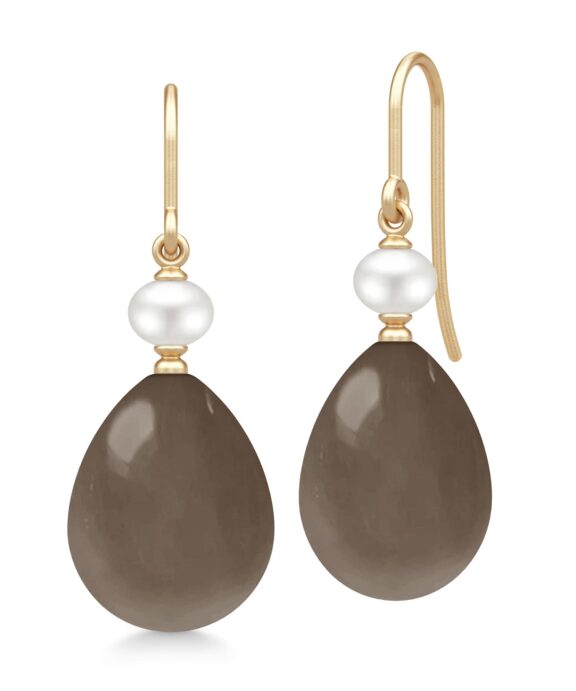 JULIE SANDLAU ELINA ØRERINGE I 14 KARAT GULD MED CHOCOLATE MOONSTONE - YG14-HKS829WHPLCHMN