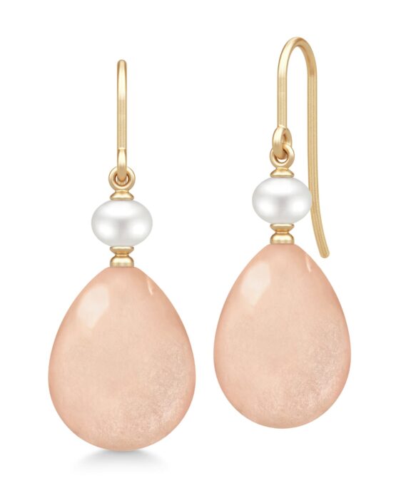 JULIE SANDLAU ELENE ØRERINGE I 14 KARAT GULD MED ROSY MOONSTONE - YG14-HKS829WHPLRSMN