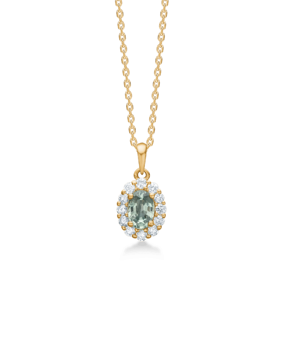 MADS Z PASTELLO ELEGANTE VEDHÆNG I 14 KARAT GULD MED GRØN SAFIR - 1536003