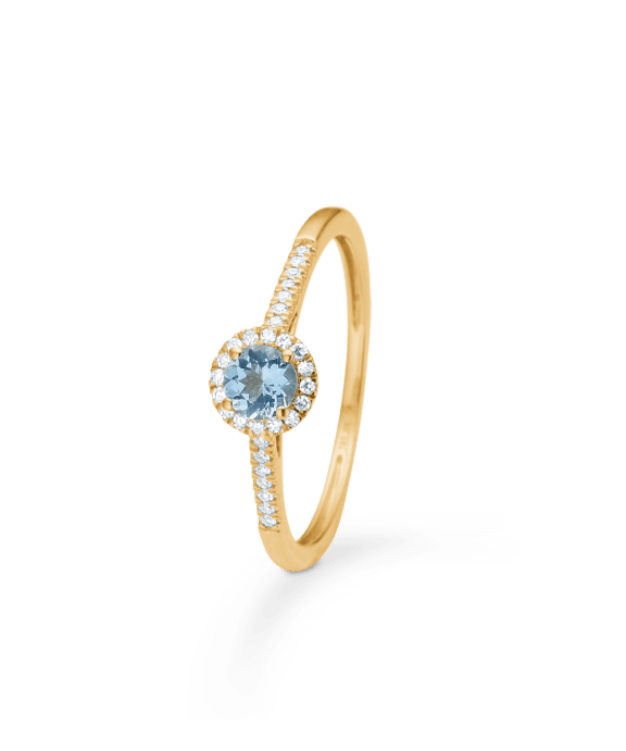 MADS Z BLUSH N'BLUE RING I 14 KARAT GULD MED AQUAMARIN - 1546058