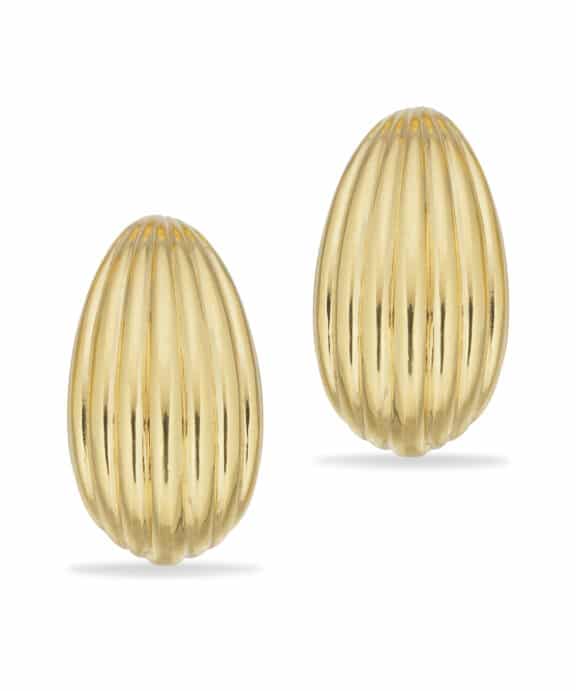 SCROUPLES PLISSÉ DRÅBE ØRERINGE I SØLV FORGYLDT - 163492