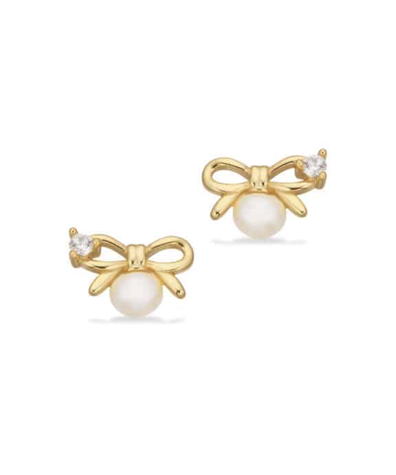 SCROUPLES SLØJFE ØRERINGE I FORGYLDT SØLV MED PERLE - 165482