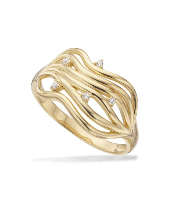 SCROUPLES RING MED SMALLE TRÅDE I FORGYLDT SØLV - 730132