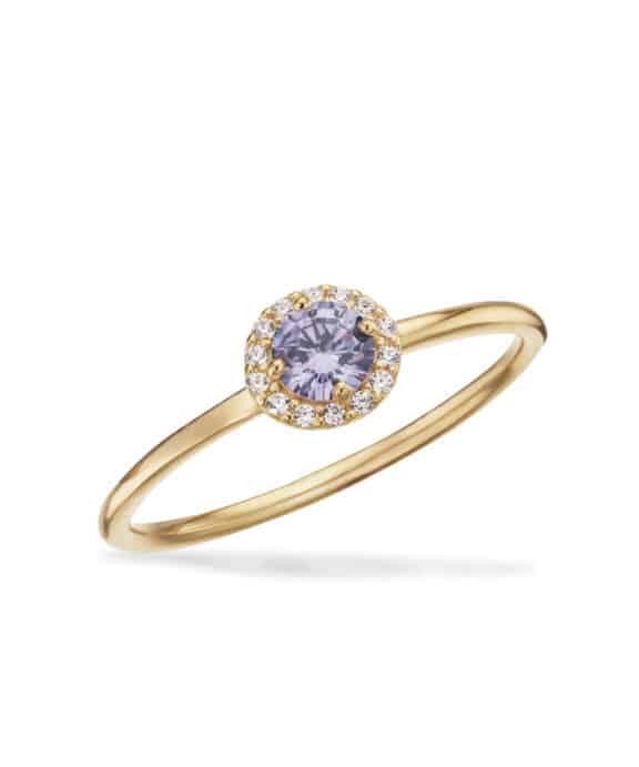 SCROUPLES SOHO ROSET RING I FORGYLDT SØLV MED LILLA PLUS HVIDE ZIRKONIA - 731202