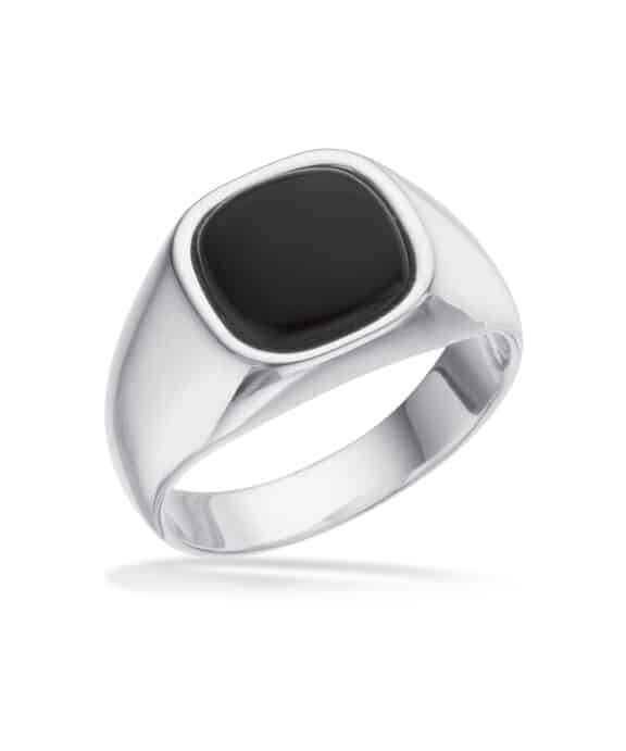 SCROUPLES HERRERING SIGNET I SØLV MED ONYX - 791192