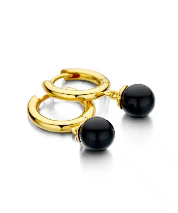 SPIRIT ICONS FIGARO HOOP FORGYLDT MED SORT ZIRKONIA - 42196