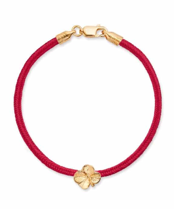 FLORA DANICA SILKEARMBÅND RØD STUDENT STX I FORGYLDT SØLV - FLC-SILK-STX-16-G