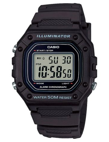 CASIO ILLUMINATOR TIMELESS SORT MED GUMMIREM - W-218H-1AVEF