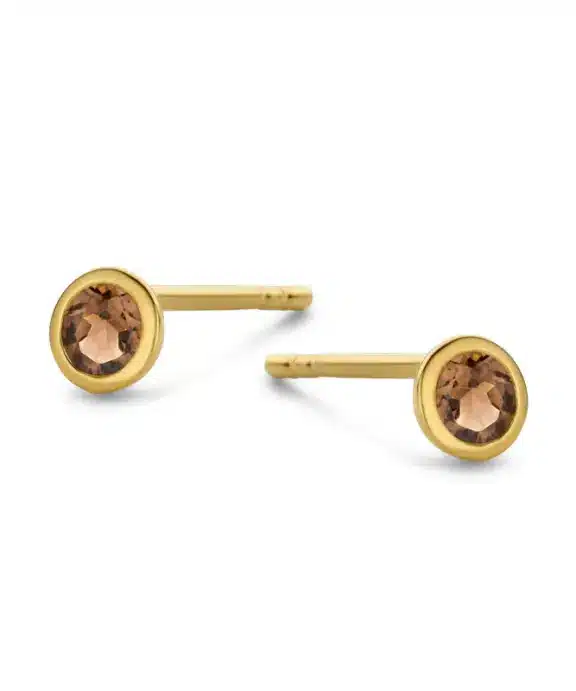 SPIRIT ICONS SKY ØRESTIKKER 14 KT RØGKVARTS - 44566