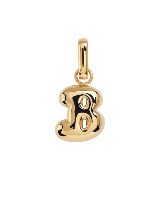 CAMILLE BRINCH LETTER PUFFER CHARM B I FORGYLDT SØLV - BPUL-FG-P