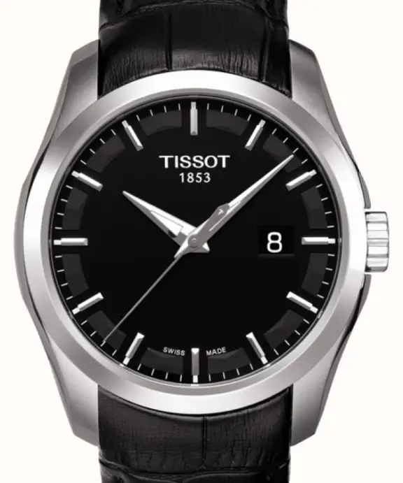 TISSOT COUTURIER UR HERRE STÅL MED SORT LÆDERREM - T0354101605100