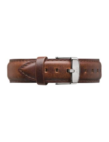 DANIEL WELLINGTON LÆDERREM BRUN 18 MM MED STÅL SPÆNDE - DW00200052