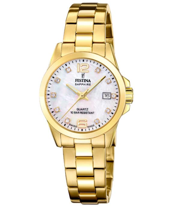 FESTINA SWISS MADE UR DAME GULD FARVET MED LÆNKE - F20050/1