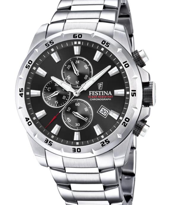 FESTINA CHRONO 100 METER VANDTÆT UR HERRE MED STÅL LÆNKE - F20463/4