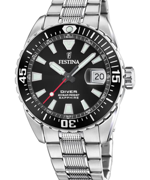 FESTINA ORIGINAL DIVER SORT UR HERRE MED LÆNKE - F20669/3