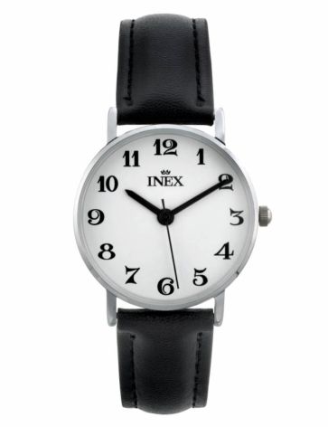 INEX DAME UR I CHROM MED SORT LÆDERREM - A56534S0A
