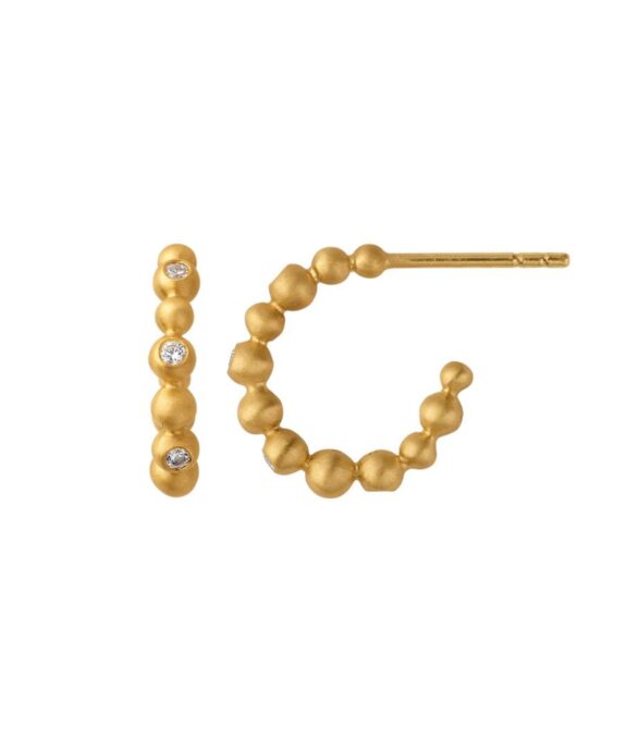 BYBIEHL PEBBLES ØRERINGE HOOPS SMALL I FORGYLDT SØLV - 4-3805A-GP