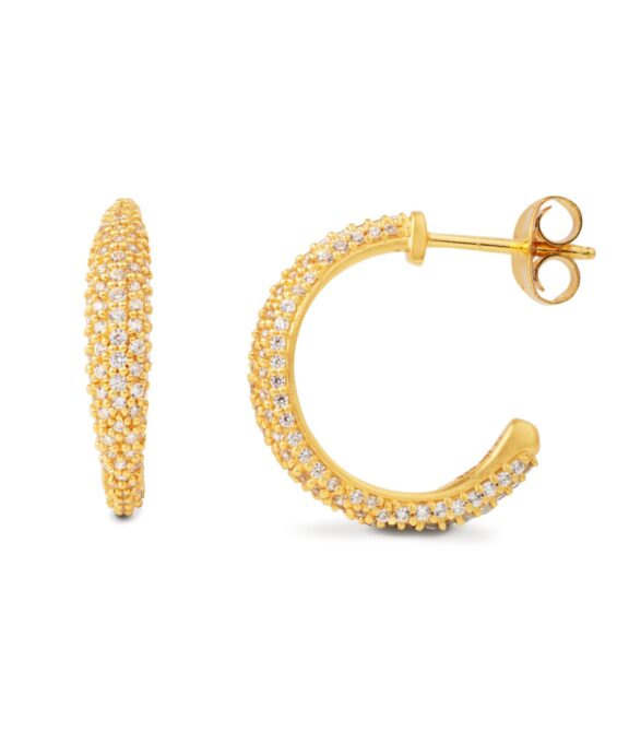 BYBIEHL OCEAN FLOW SPARKLE HOOPS MEDIUM ØRERINGE I FORGYLDT SØLV - 4-4206A-GP