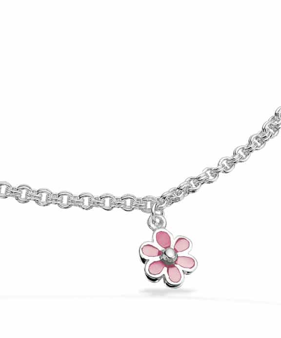 SCROUPLES BØRNE ARMBÅND I SØLV MED PINK BLOMST 16 CM - 671072