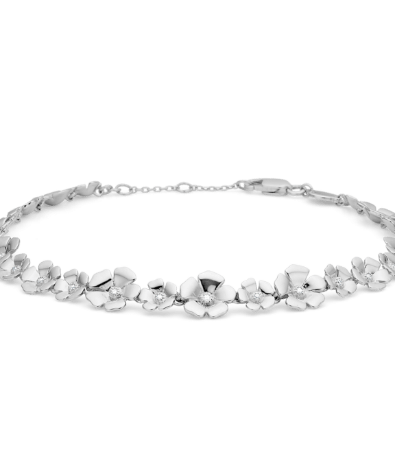 MADS Z FLEUR SØLV ARMBÅND MED HVIDE TOPASER - 2156108