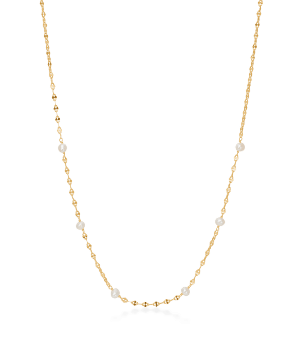 STUDIO Z AURELIA PEARL HALSKÆDE I FORGYLDT SØLV 40+5 CM - 7223450