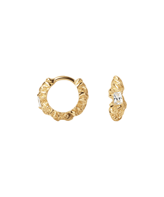 CAMILLE BRINCH SMALL FLARE ZEBRA HOOPS I FORGYLDT SØLV - SFZH-FG