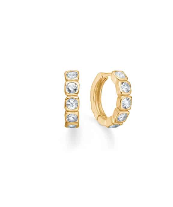 STUDIO Z ELERA SMALL ØRERINGE I FORGYLDT SØLV MED ZIRKONIA 13 MM - 7217956