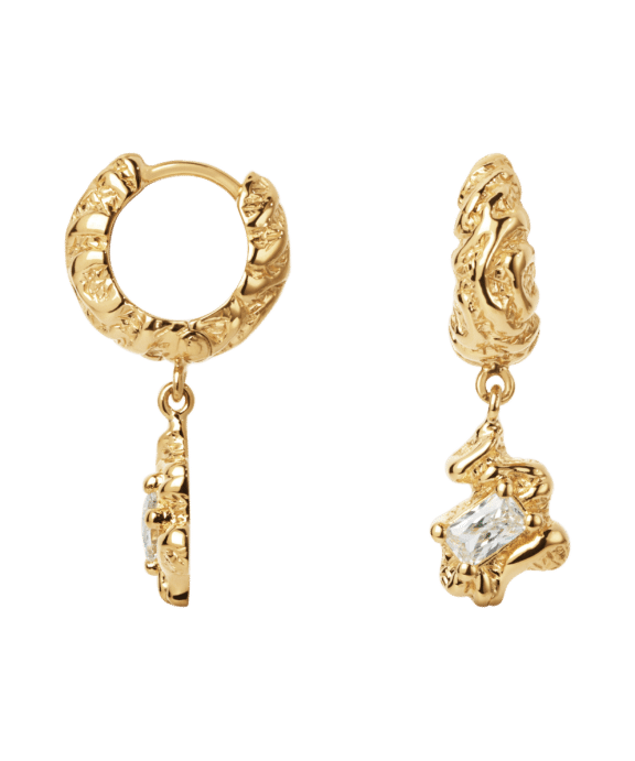 CAMILLE BRINCH LARGE FLARE ZEBRA HOOPS I FORGYLDT SØLV - LFZH-FG
