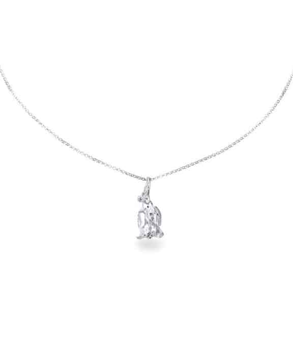 FLORA DANICA ROSE HALSKÆDE I SØLV MED DIAMANT - ROS-NE-S
