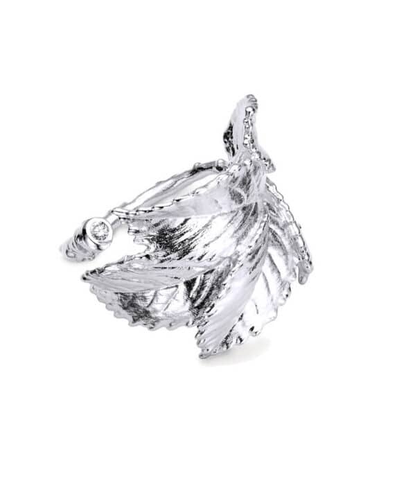 FLORA DANICA ROSENBLAD STATEMENT RING I SØLV MED DIAMANT - ROS-STRI-S